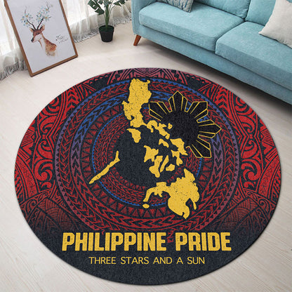 Philippines Filipinos Round Rug Philippine Pride Three Stars and A Sun