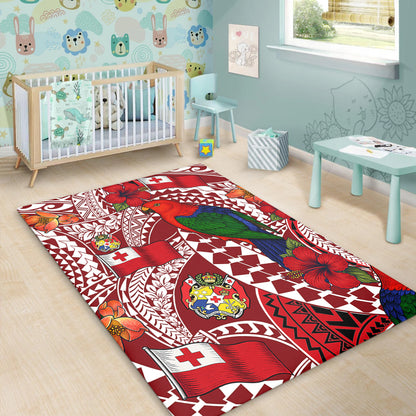 Tonga Area Rug Polynesian Red Shining Parrot Heilala Pattern