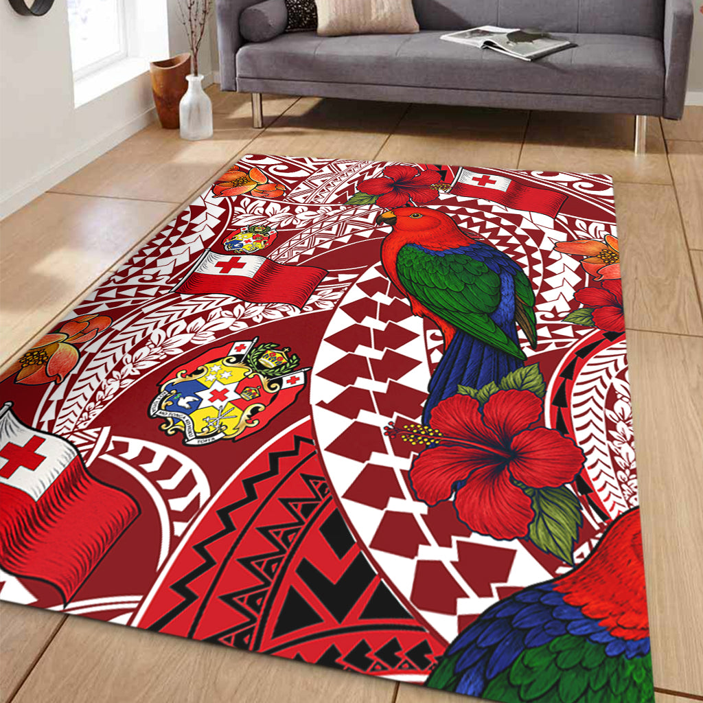 Tonga Area Rug Polynesian Red Shining Parrot Heilala Pattern