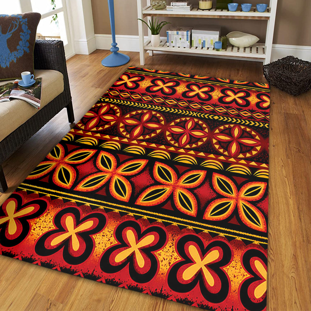 Tonga Area Rug Ngatu Tapa Tribal Pattern