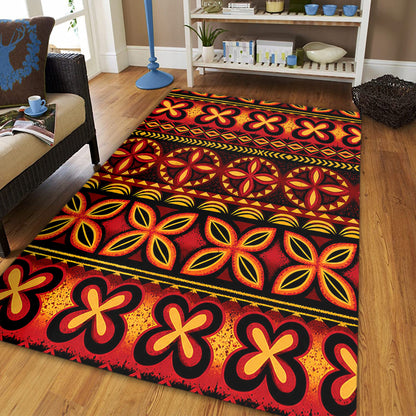 Tonga Area Rug Ngatu Tapa Tribal Pattern