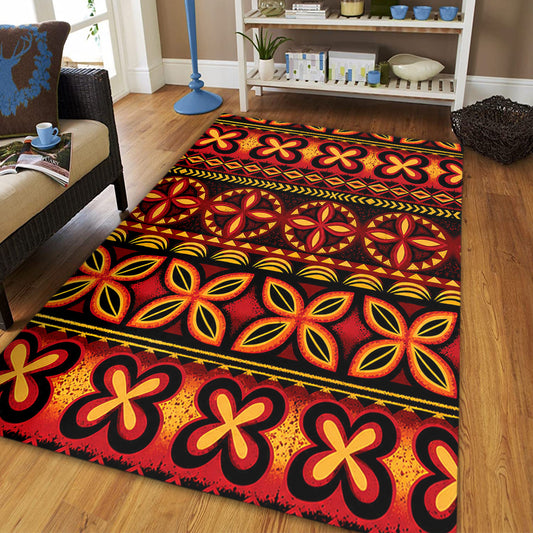 Tonga Area Rug Ngatu Tapa Tribal Pattern