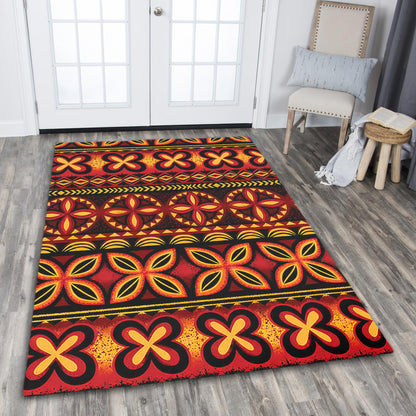 Tonga Area Rug Ngatu Tapa Tribal Pattern