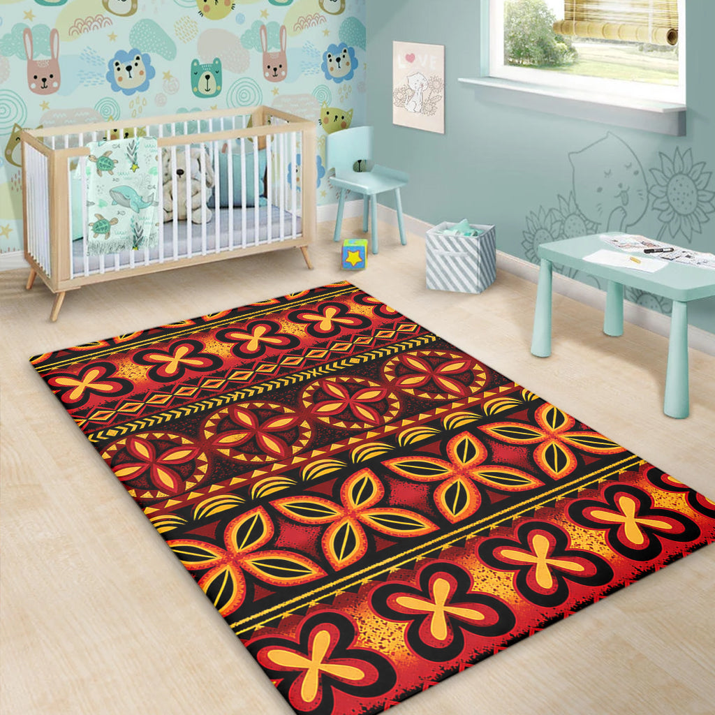 Tonga Area Rug Ngatu Tapa Tribal Pattern