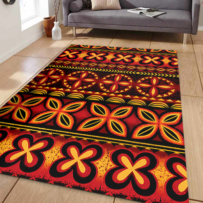 Tonga Area Rug Ngatu Tapa Tribal Pattern