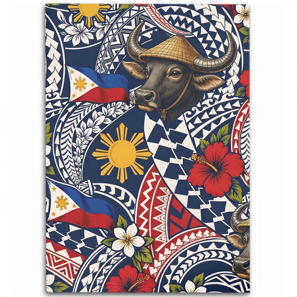Philippines Filipinos Area Rug Carabao Sun Flag Floral Tribal Style