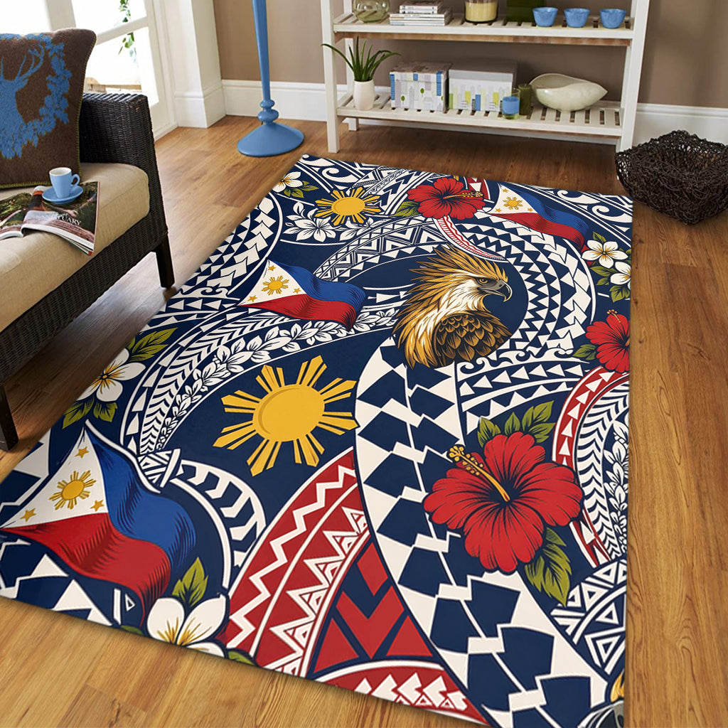 Philippines Filipinos Area Rug Eagle Sun Flag Floral Tribal Style