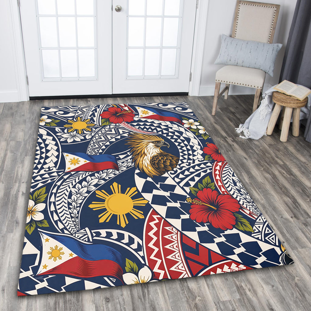 Philippines Filipinos Area Rug Eagle Sun Flag Floral Tribal Style