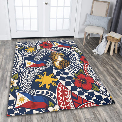 Philippines Filipinos Area Rug Eagle Sun Flag Floral Tribal Style