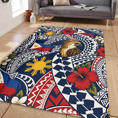 Philippines Filipinos Area Rug Eagle Sun Flag Floral Tribal Style