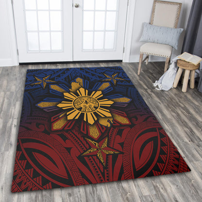 Philippines Filipinos Area Rug Golden Sun Islands Tribal Style