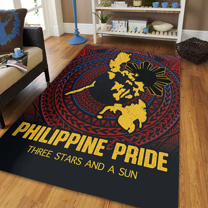 Philippines Filipinos Area Rug Philippine Pride Three Stars and A Sun