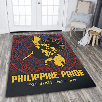 Philippines Filipinos Area Rug Philippine Pride Three Stars and A Sun