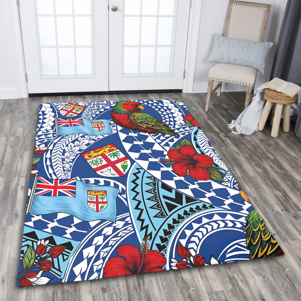 Fiji Area Rug Kula Parrot Flag Hibiscus Tribal Style