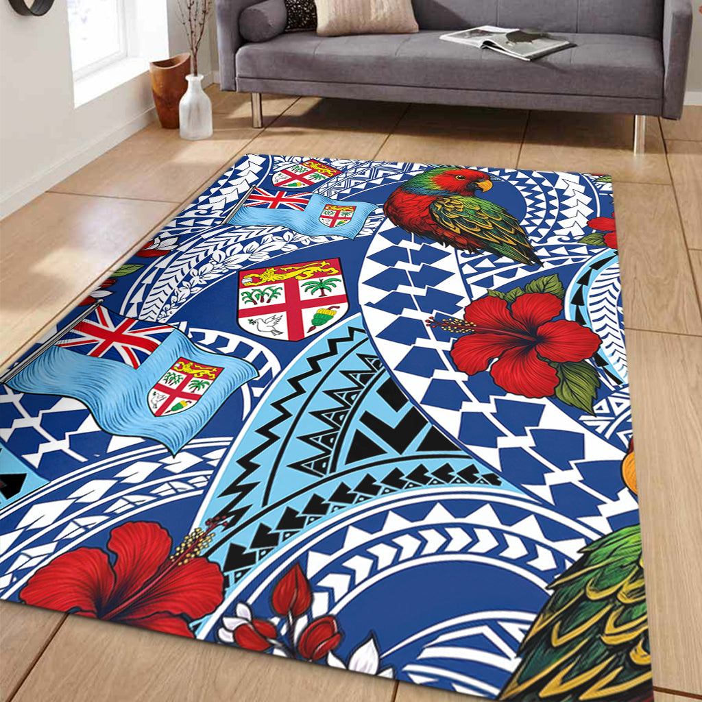 Fiji Area Rug Kula Parrot Flag Hibiscus Tribal Style