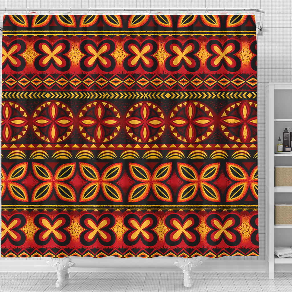 Tonga Shower Curtain Ngatu Tapa Tribal Pattern