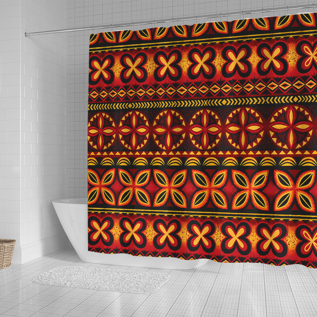 Tonga Shower Curtain Ngatu Tapa Tribal Pattern