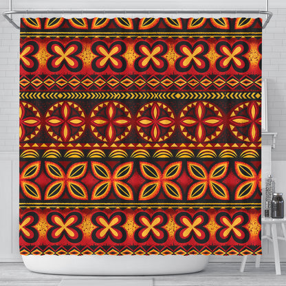 Tonga Shower Curtain Ngatu Tapa Tribal Pattern