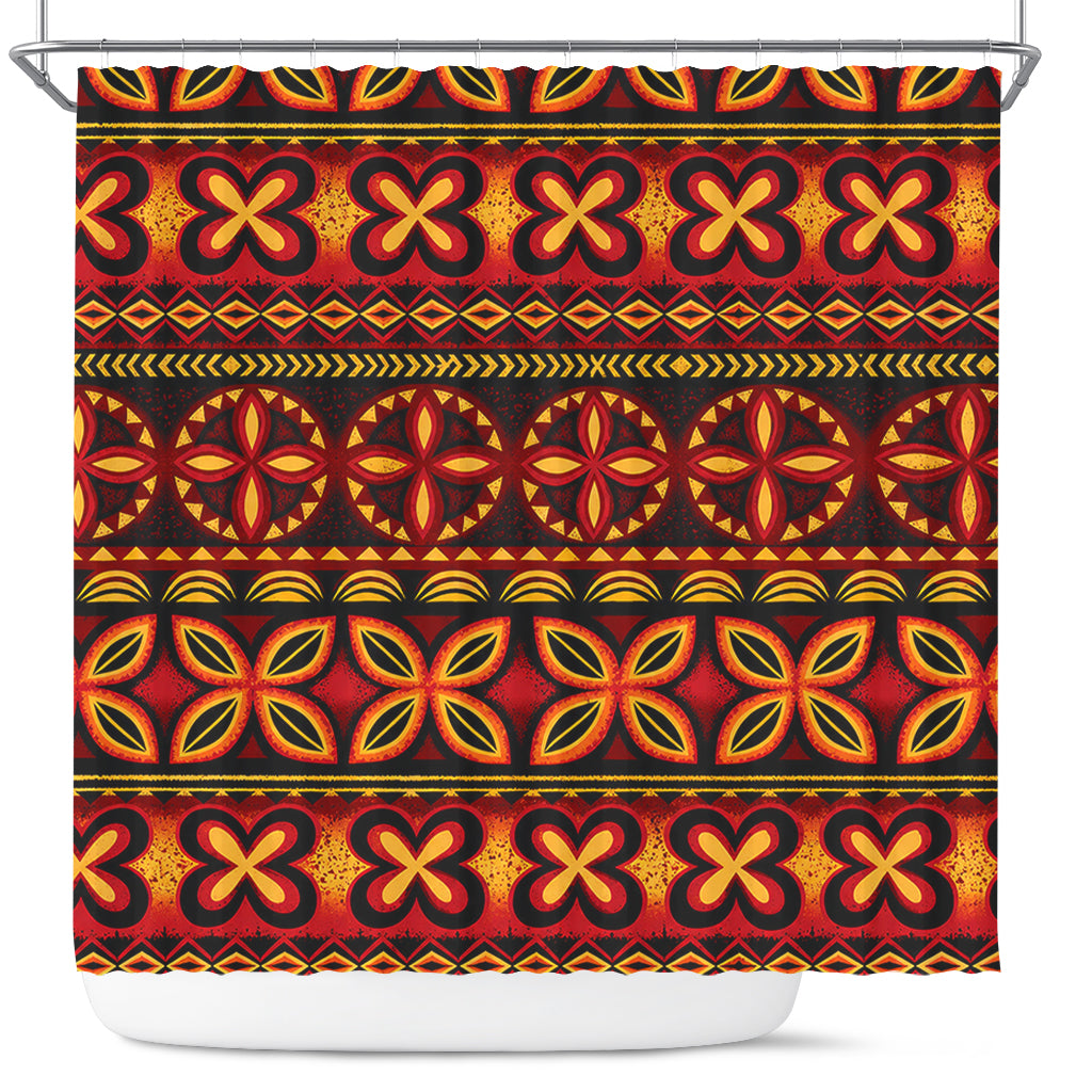 Tonga Shower Curtain Ngatu Tapa Tribal Pattern