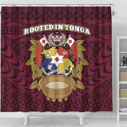 Tonga Shower Curtain Rooted In Tonga Coat Of Arms Kava Bowl Ngatu Style