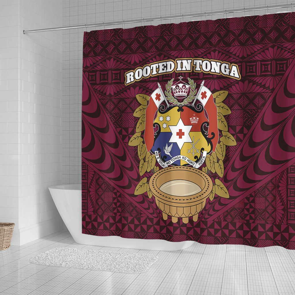 Tonga Shower Curtain Rooted In Tonga Coat Of Arms Kava Bowl Ngatu Style