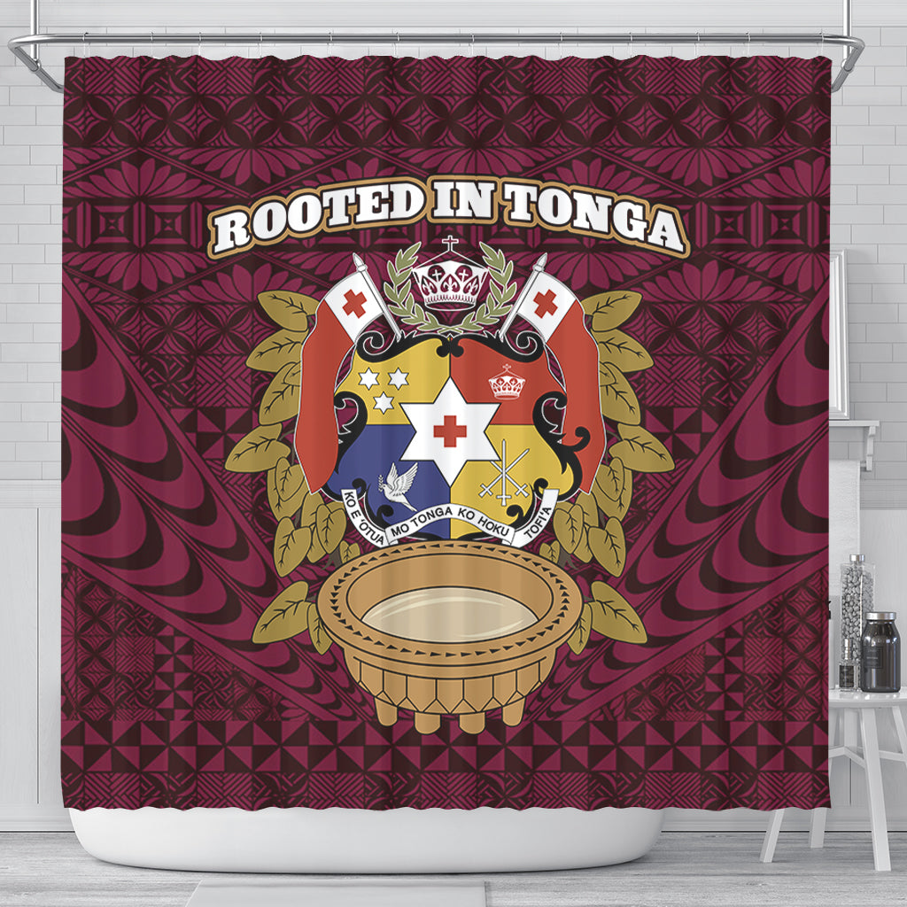 Tonga Shower Curtain Rooted In Tonga Coat Of Arms Kava Bowl Ngatu Style