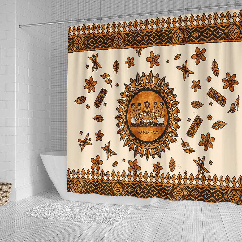 Tonga Shower Curtain Taumafa Kava Ceremony Tapa Heritage Style