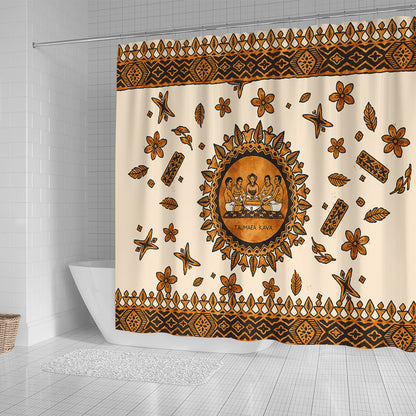 Tonga Shower Curtain Taumafa Kava Ceremony Tapa Heritage Style