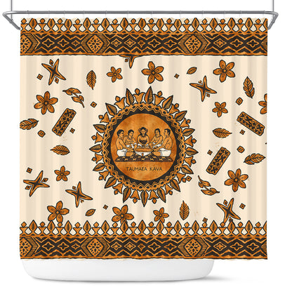 Tonga Shower Curtain Taumafa Kava Ceremony Tapa Heritage Style