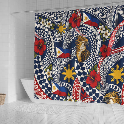 Philippines Filipinos Shower Curtain Eagle Sun Flag Floral Tribal Style