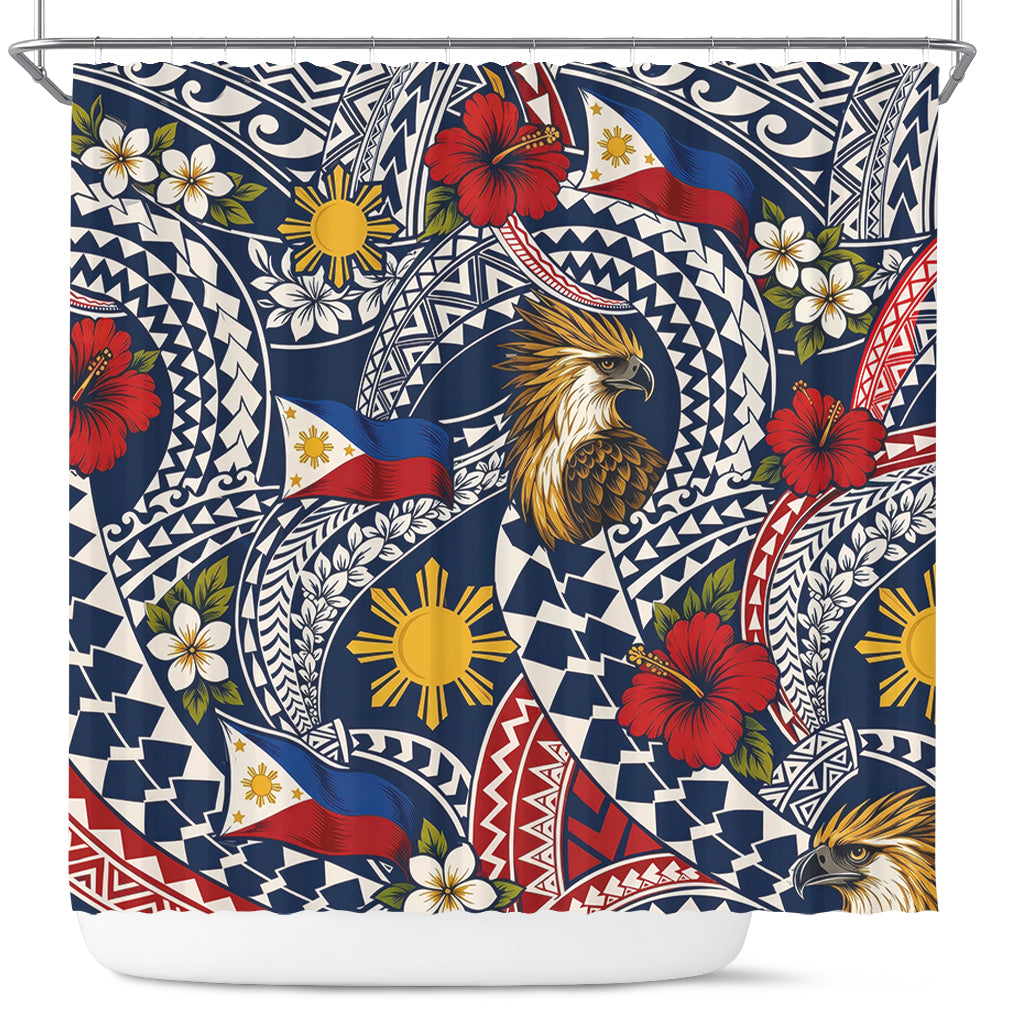 Philippines Filipinos Shower Curtain Eagle Sun Flag Floral Tribal Style