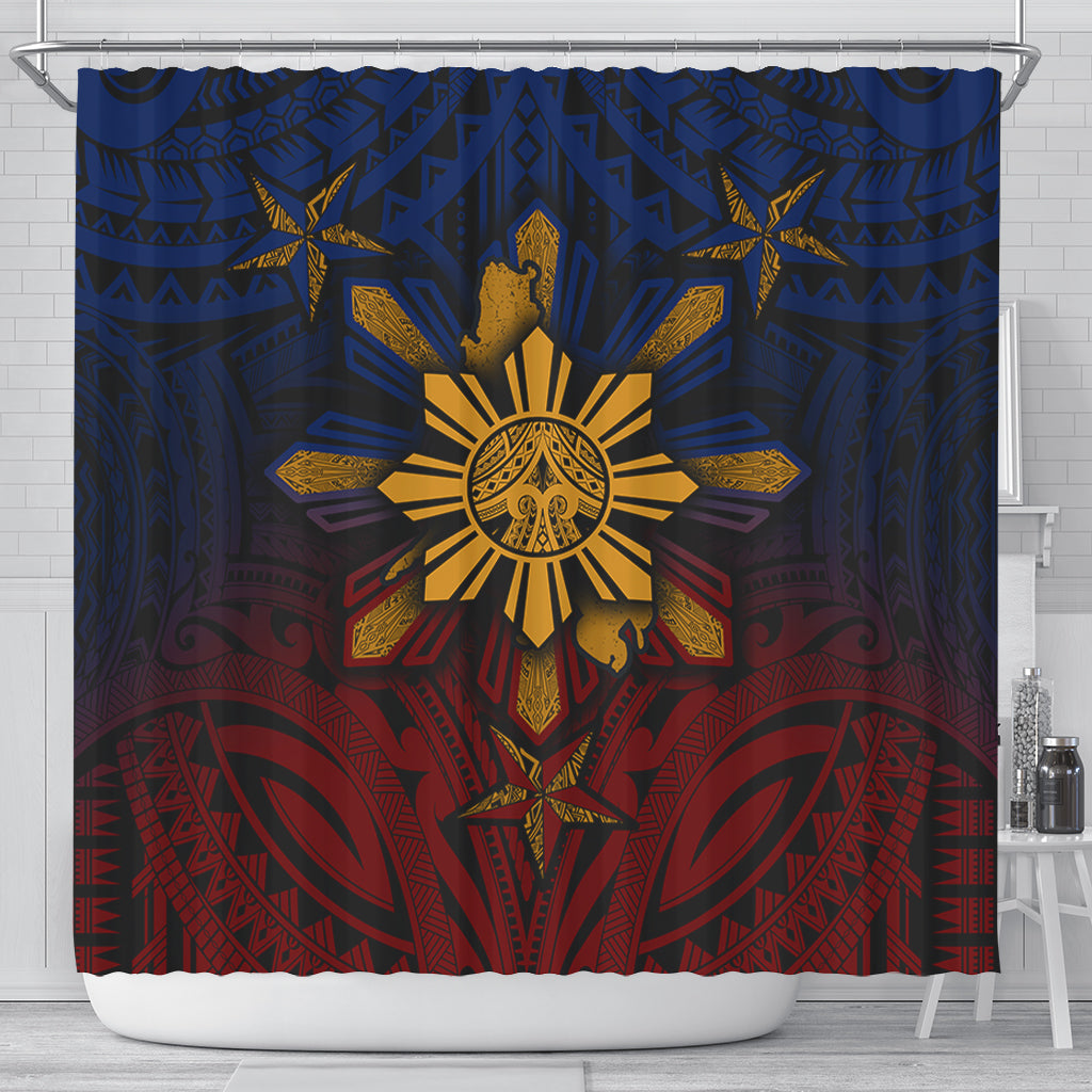 Philippines Filipinos Shower Curtain Golden Sun Islands Tribal Style