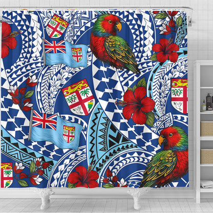 Fiji Shower Curtain Kula Parrot Flag Hibiscus Tribal Style