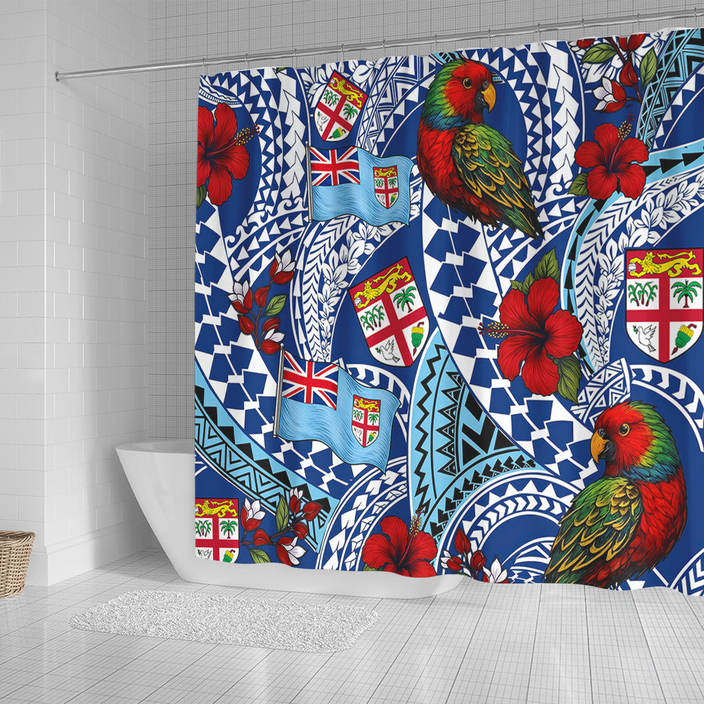 Fiji Shower Curtain Kula Parrot Flag Hibiscus Tribal Style