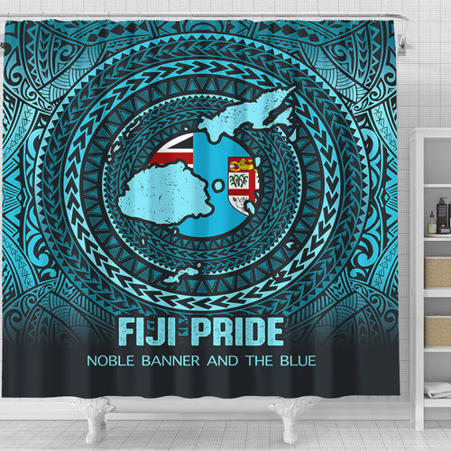 Fiji Shower Curtain Fiji Noble Banner and The Blue