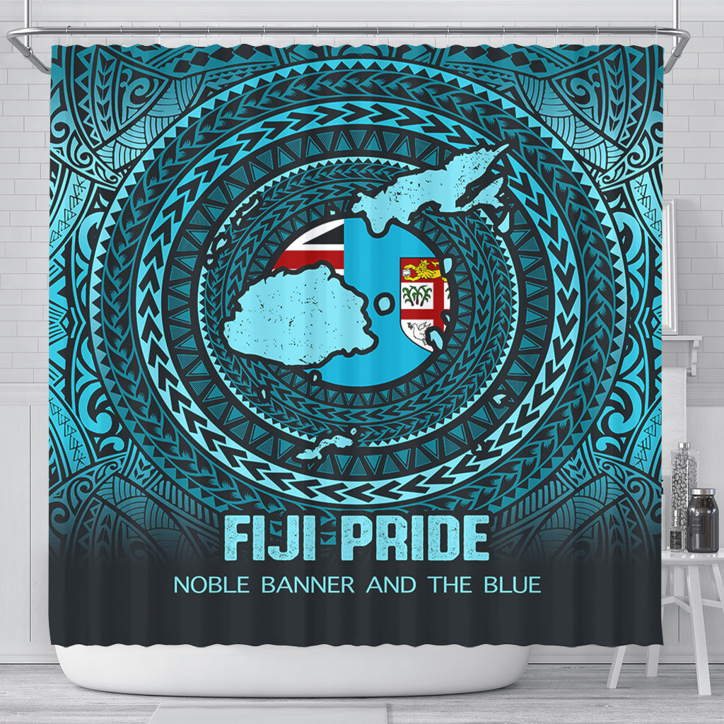 Fiji Shower Curtain Fiji Noble Banner and The Blue