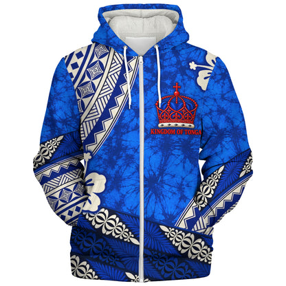 Tonga Sherpa Hoodie Kingdom Crown Polynesian Floral Pride