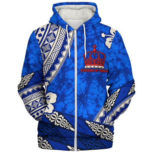 Tonga Sherpa Hoodie Kingdom Crown Polynesian Floral Pride