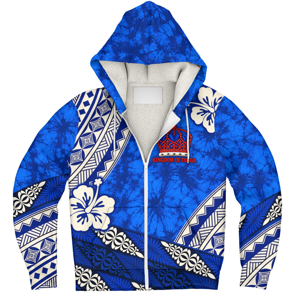 Tonga Sherpa Hoodie Kingdom Crown Polynesian Floral Pride