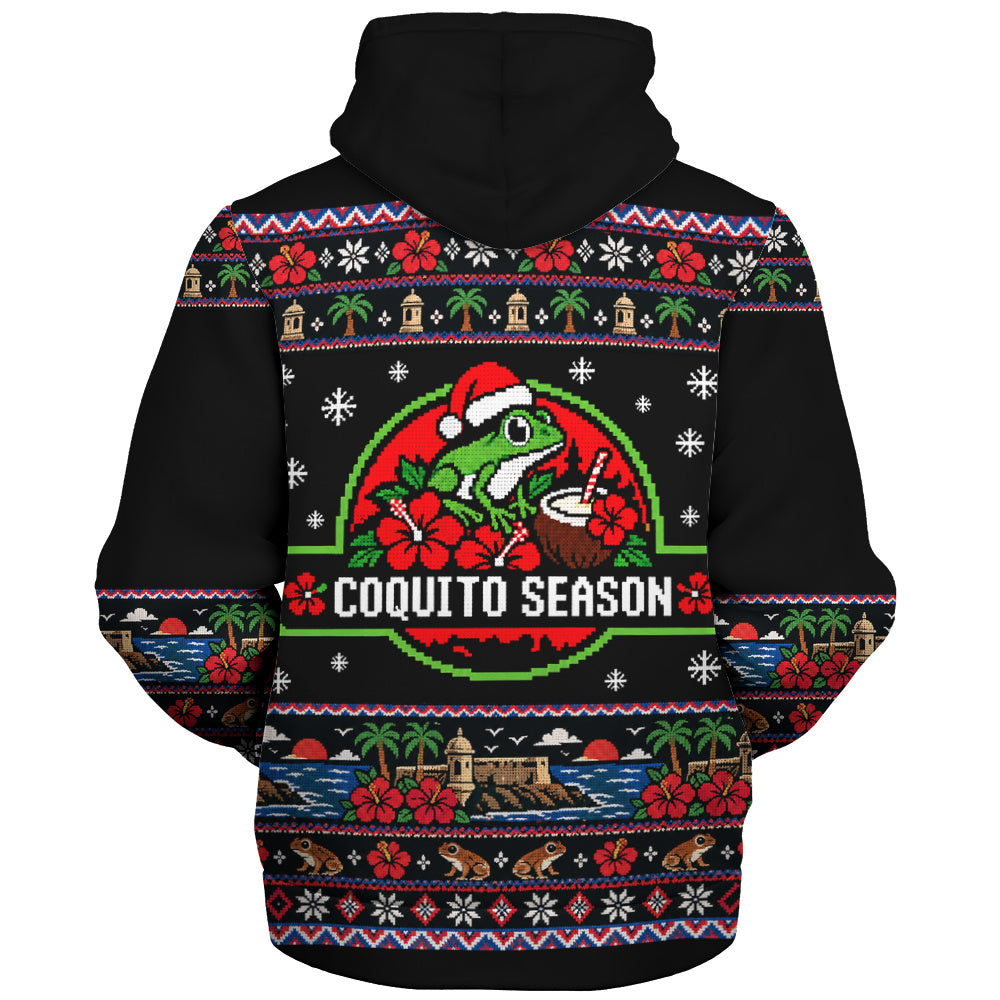 Puerto Rico Sherpa Hoodie Coquito Season Puerto Rico Christmas Ugly Style