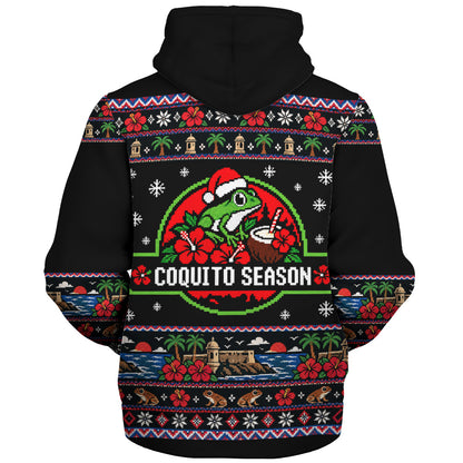 Puerto Rico Sherpa Hoodie Coquito Season Puerto Rico Christmas Ugly Style