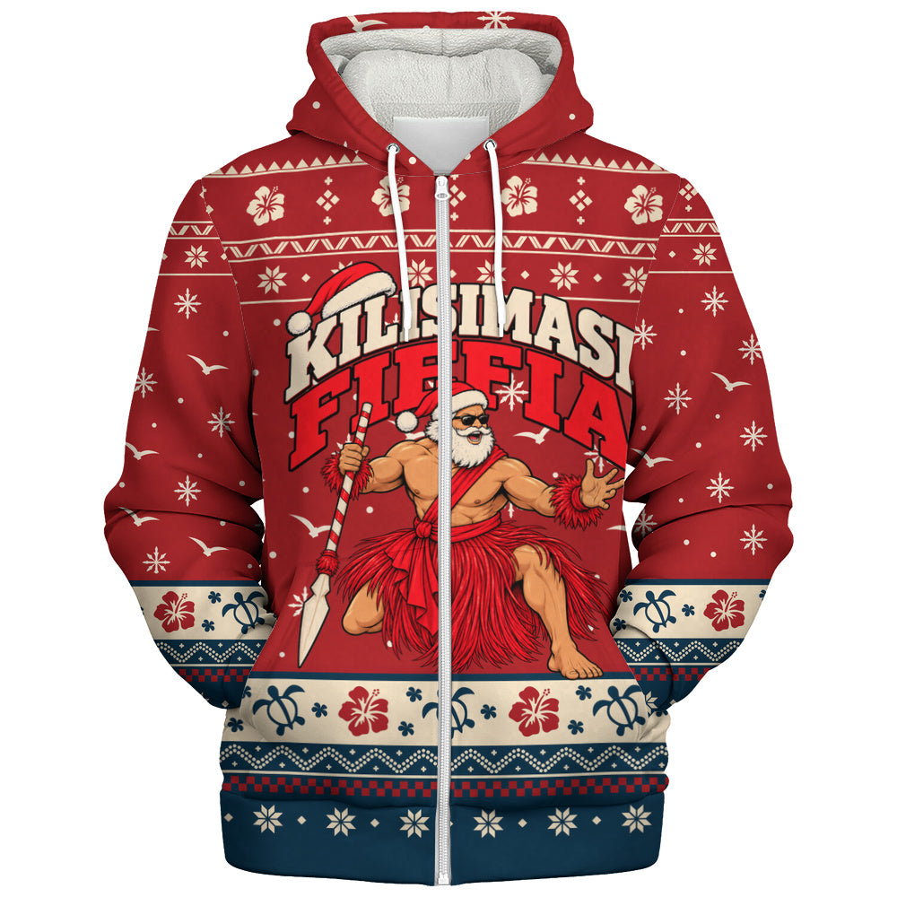 Tonga Sherpa Hoodie Ugly Christmas Kilisimasi Fiefia Tongan Warrior Santa