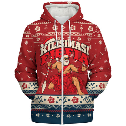 Tonga Sherpa Hoodie Ugly Christmas Kilisimasi Fiefia Tongan Warrior Santa