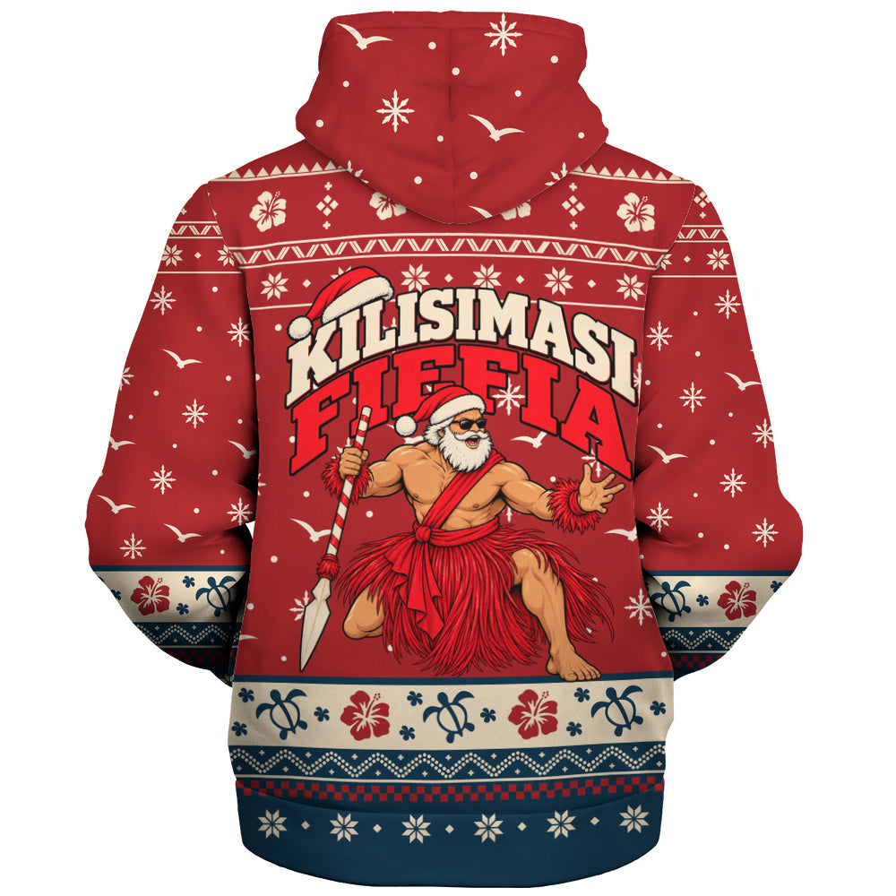 Tonga Sherpa Hoodie Ugly Christmas Kilisimasi Fiefia Tongan Warrior Santa