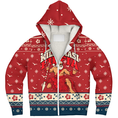 Tonga Sherpa Hoodie Ugly Christmas Kilisimasi Fiefia Tongan Warrior Santa