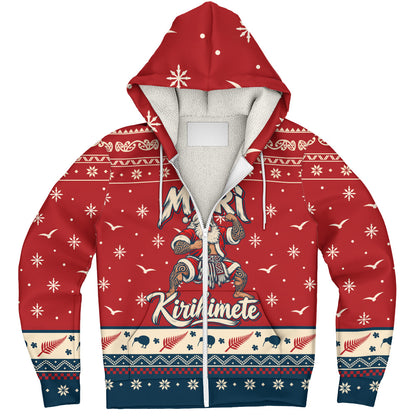 New Zealand Sherpa Hoodie Ugly Christmas Meri Kirihimete Maori Haka Santa