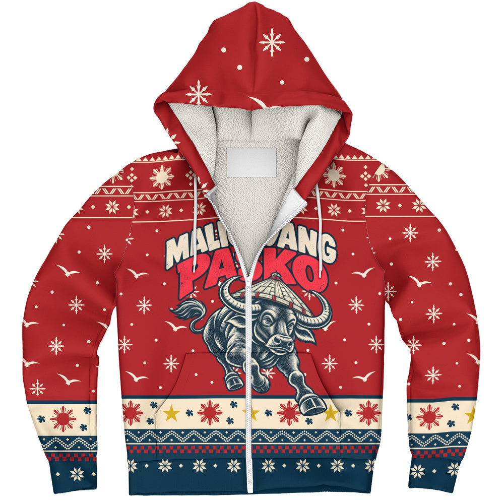 Philippines Filipinos Sherpa Hoodie Ugly Christmas Maligayang Pasko Filipino Carabao