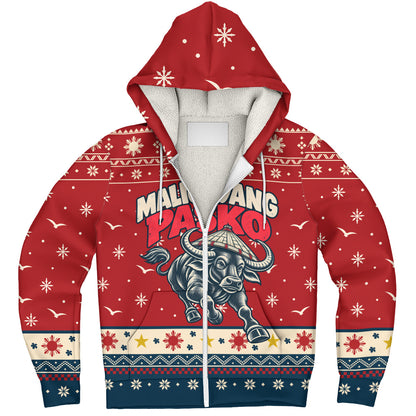 Philippines Filipinos Sherpa Hoodie Ugly Christmas Maligayang Pasko Filipino Carabao