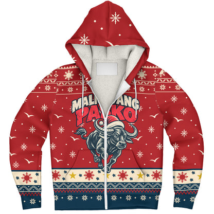 Philippines Filipinos Sherpa Hoodie Ugly Christmas Maligayang Pasko Filipino Santa Carabao