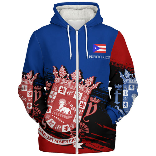Puerto Rico Sherpa Hoodie Coat Of Arms Pride Style